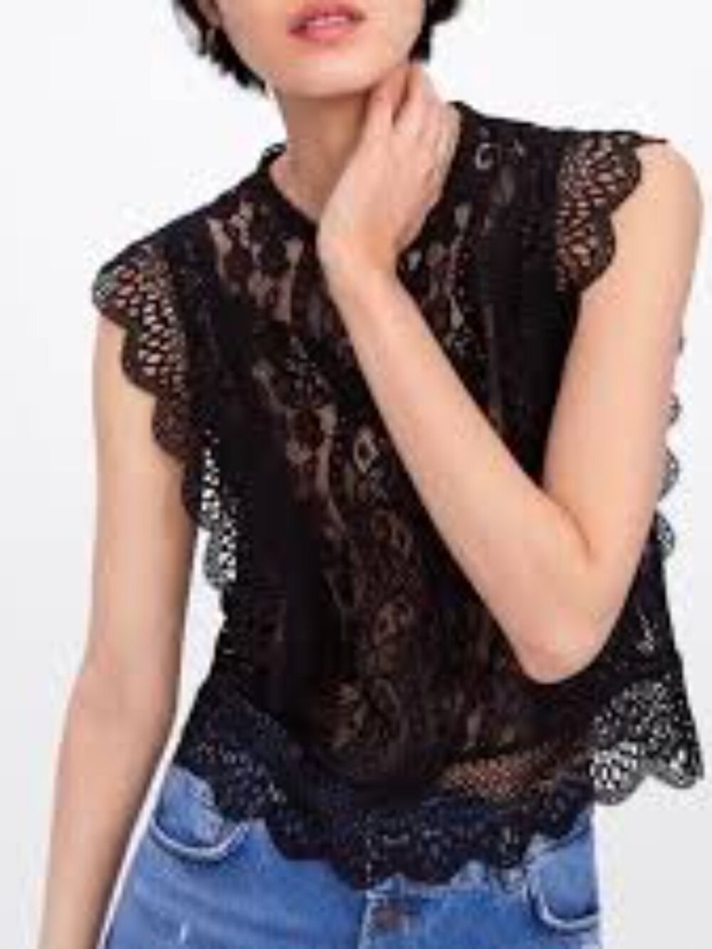 BRAND NEW Zara Black Lace Top (Size S)